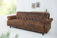 LIVLY - 200 cm antikbrun bäddsoffa i sammet