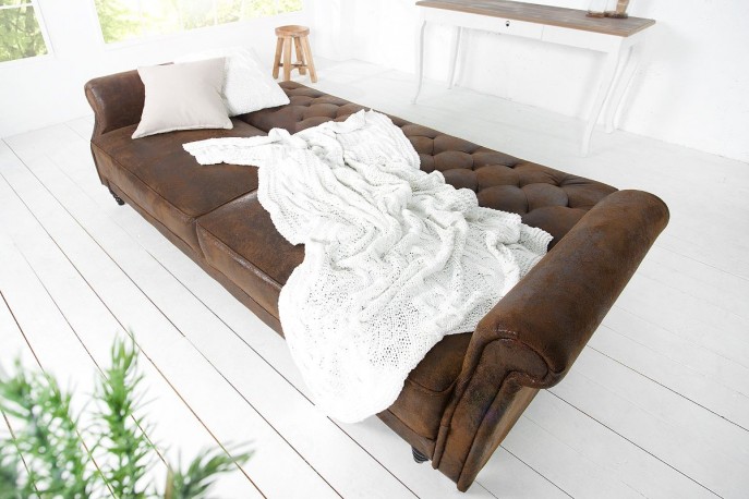 LIVLY - 200 cm antikbrun bäddsoffa i sammet