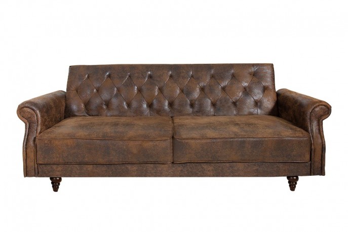 LIVLY - 200 cm antikbrun bäddsoffa i sammet