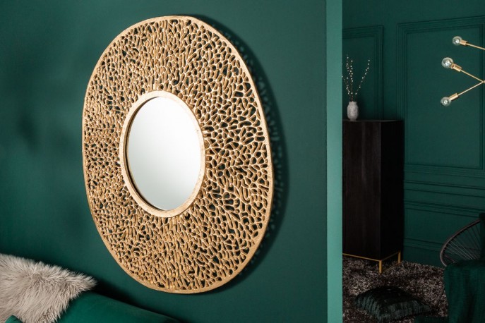 LEVA - Justerbar väggspegel guldfärg 112 cm