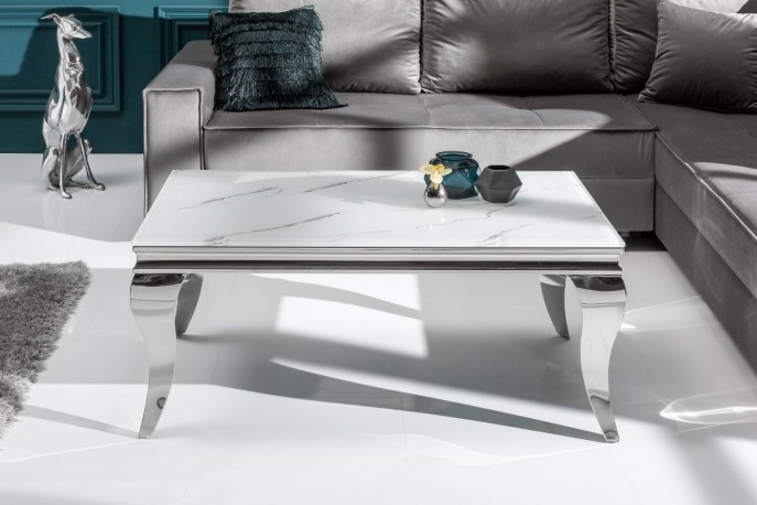 LUIS - Soffbord i modern barockstil silver marmor