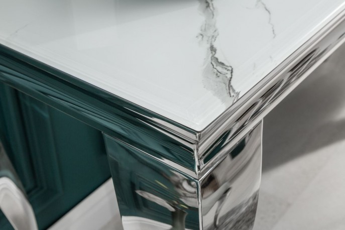 LUIS - Konsol/sminkbord i barockstil silver marmor