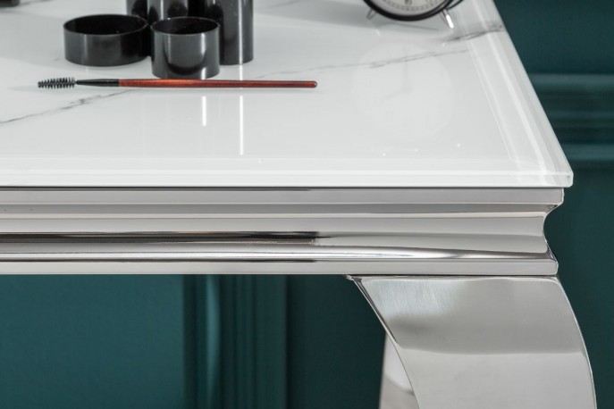 LUIS - Konsol/sminkbord i barockstil silver marmor