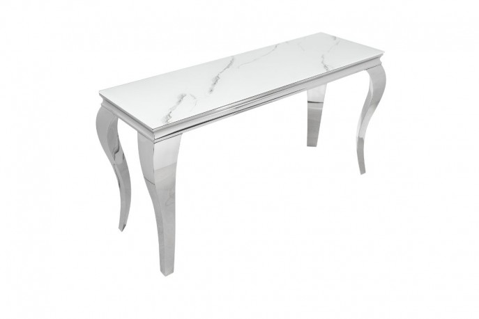 LUIS - Konsol/sminkbord i barockstil silver marmor