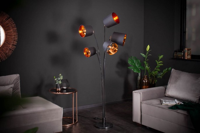 NIVÅ - golvlampa svart och guld 178 cm