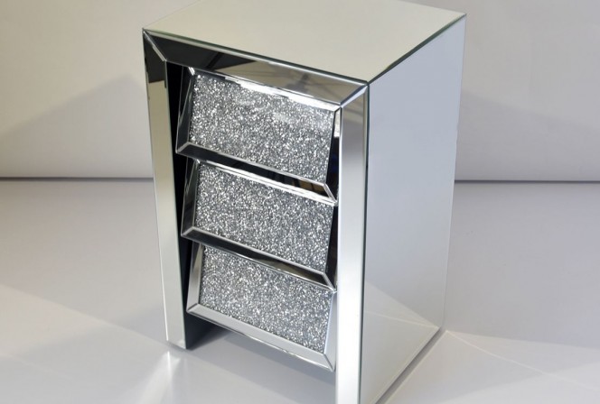 DANIELLA - 45X70CM SÄNGBORD I SPEGELGLAS M. KRISTALLDETALJER 2