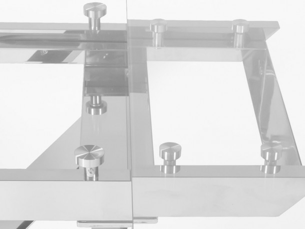 AMAYA - 160-200CM FÖRLÄNGNINGSBART MATBORD ROSTFRITT STÅL/GLASSKIVA