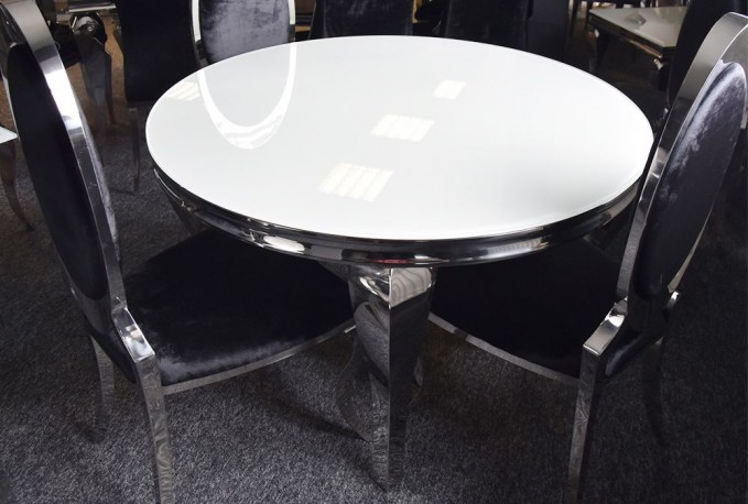 LUIS - Ø140CM MATBORD I SILVER/FROSTAT GLAS
