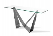 AMAYA - 150CM SMINKBORD/KONSOLBORD I ROSTFRITT STÅL/GLASSKIVA