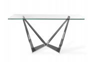 AMAYA - 150CM SMINKBORD/KONSOLBORD I ROSTFRITT STÅL/GLASSKIVA