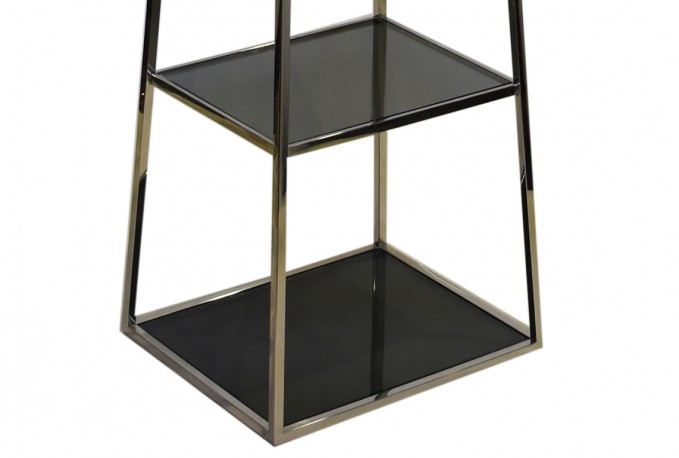 ALAWI - 60X200CM HYLLA I ROSTFRITT STÅL/GRÅTT GLAS