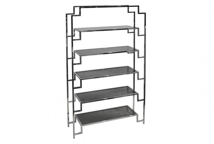 ALAWI - 120X202M HYLLA I ROSTFRITT STÅL/GRÅTT GLAS