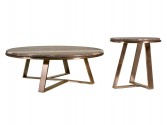 ARWENA - Ø100CM SOFFBORD I ROSTFRITT STÅL/MARMORSKIVA