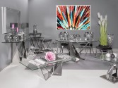AMAYA - 130CM SOFFBORD I ROSTFRITT STÅL/GLASSKIVA