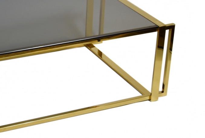 JORDAN -130CM GULD SOFFBORD M. MÖRKT GLAS