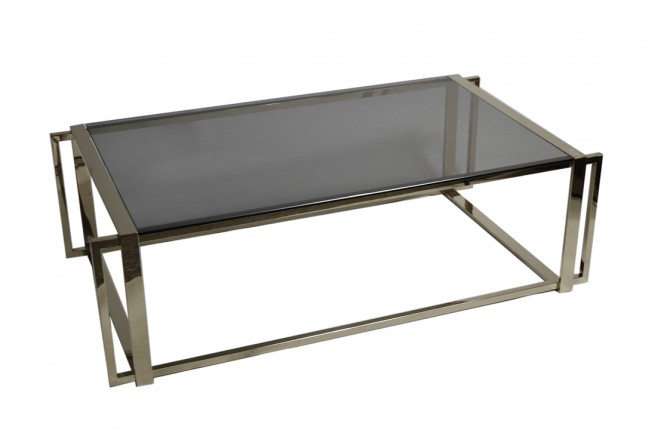 JORDAN -130CM SILVER SOFFBORD M. MÖRKT GLAS 2