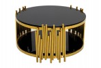MYRA - Ø85CM GULD/SVART SIDOBORD I HÄRDAT GLAS