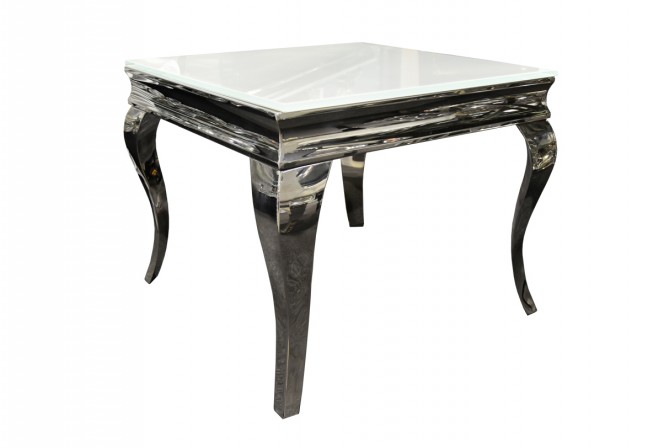 LUIS - 60X60CM SOFFBORD I SILVER/VITT GLAS 2