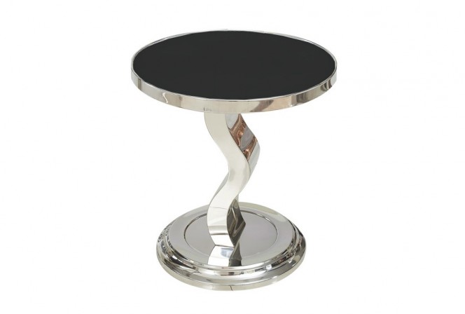 GERE - Ø50CM SIDOBORD I SVART TEMPERERAT GLAS