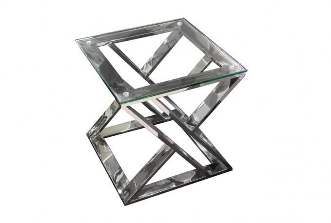 NOUN - 50X50CM SILVER/TRANSPARENT SIDOBORD