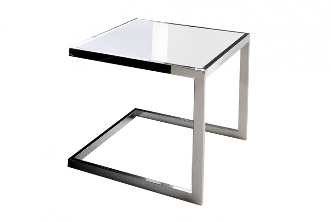 NOELLE - 45X45CM SOFF/SIDOBORD I VITT TEMPERERAT GLAS