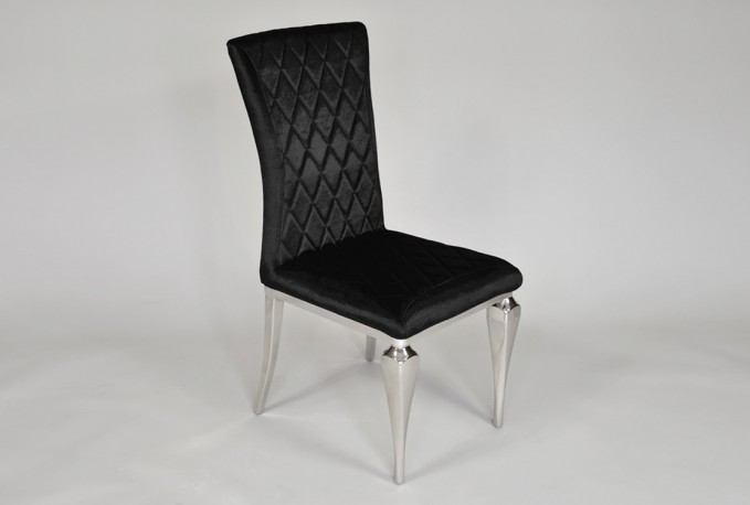 INGOLA - SILVER/SVART MATSTOL I VELOUR