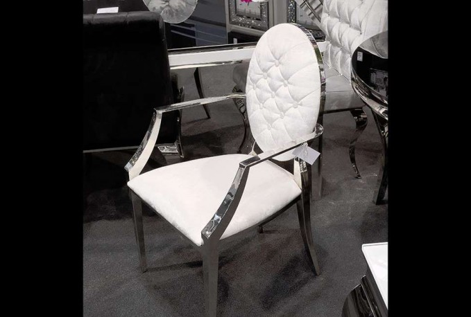 NEMY - SILVER/VIT MATSTOL M. ARMSTÖD I VELOUR