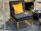 JARUND - 75CM VELOUR FÅTÖLJ I SVART OCH GULD