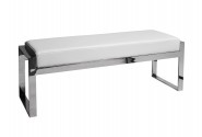 CORINNE - 130CM SILVER/VIT SITTBÄNK I ECO-LÄDER