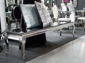 BLANKA - 200CM TV-BÄNK I ROSTFRITT STÅL OCH SVART GLAS