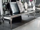 BLANKA - 200CM TV-BÄNK I ROSTFRITT STÅL OCH SVART GLAS