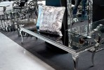BLANKA - 200CM TV-BÄNK I ROSTFRITT STÅL OCH SVART GLAS