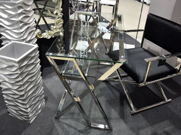 ANOUK -  119CM SKRIVBORD I TRANSPARENT GLAS OCH SILVER