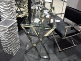 ANOUK -  119CM SKRIVBORD I TRANSPARENT GLAS OCH SILVER