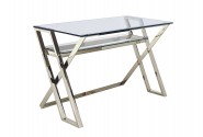 ANOUK -  119CM SKRIVBORD I TRANSPARENT GLAS OCH SILVER