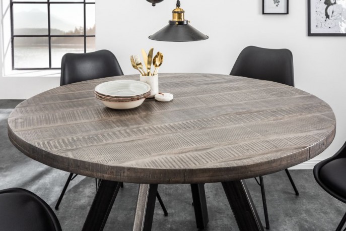DIWO - Ø120CM HANDGJORT MATBORD I GRÅTT MANGOTRÄ