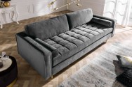 BELLANI - 225CM GRÅ SAMMETSSOFFA