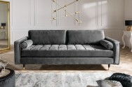 BELLANI - 225CM GRÅ SAMMETSSOFFA