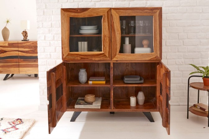 FINDY - Handgjort vitrinskåp i sheshamträ 2