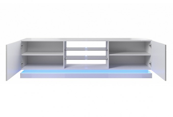 Babylon II - 200 cm TV-bänk i vitt med LED
