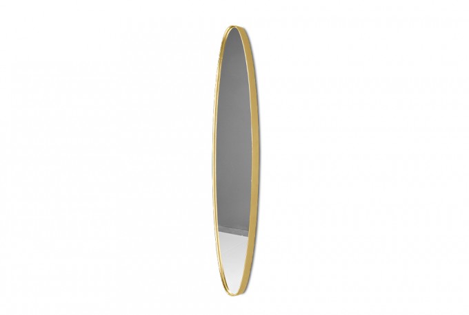 Elongated mirror in a gold frame 25 x 119 x 4 cm