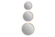 A set of 3 round mirrors in a gold frame