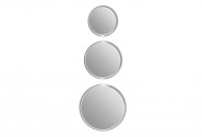 A set of 3 round mirrors in a silver frame
