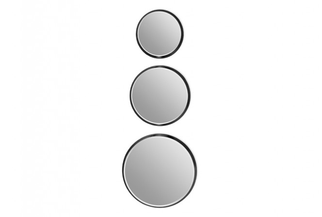 Set of 3 round mirrors in a black frame