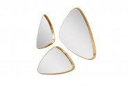 A set of 3 triangular mirrors in a golden frame