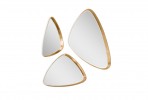 A set of 3 triangular mirrors in a golden frame