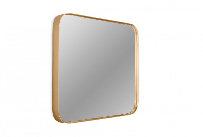 Square rounded mirror in a gold frame 50.5 x 50.5 cm