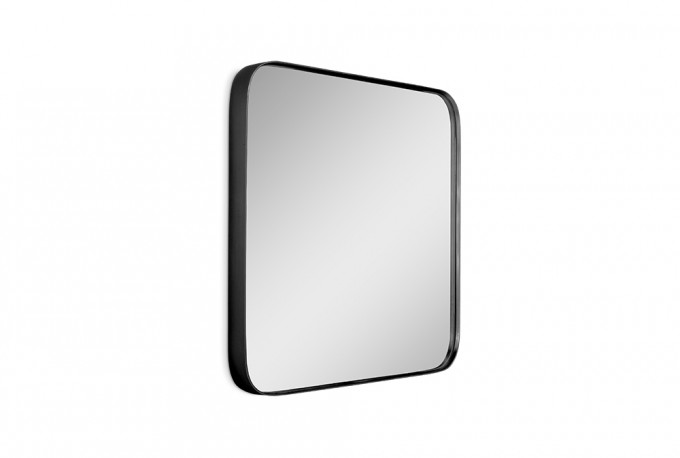 Rounded retro mirror in a black frame 41 x 51 cm