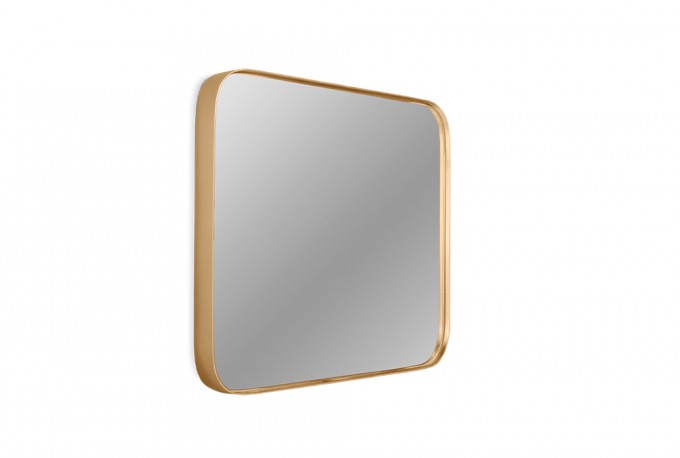 Square rounded mirror with a gold frame 40.5 x 40.5 cm