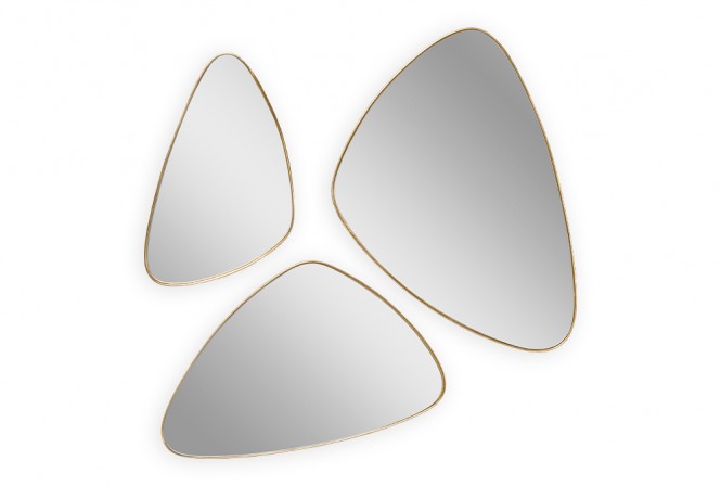 A set of 3 oval mirrors in a gold frame 2